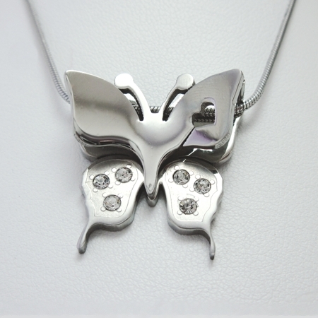Steel Butterfly Slide with Crystals - Click Image to Close